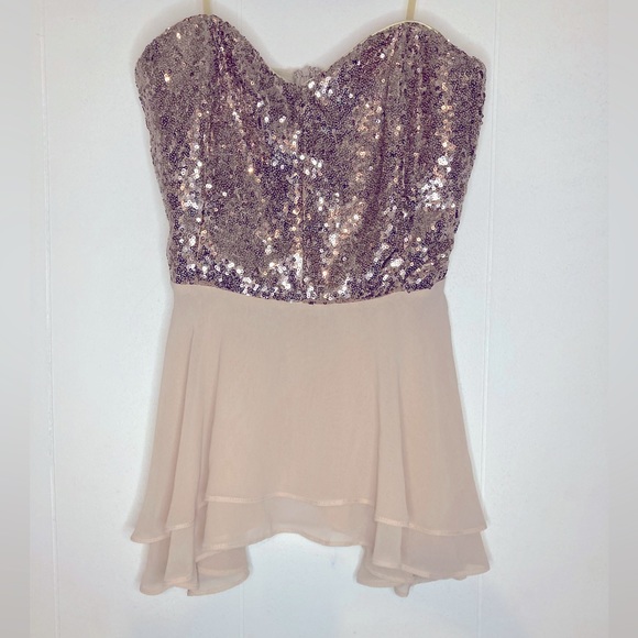 Do & Be  Bronze Sequin tube top with chiffon bottom two tone - Picture 4 of 6